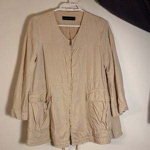 Zara Beige Zip Up Spring Jacket